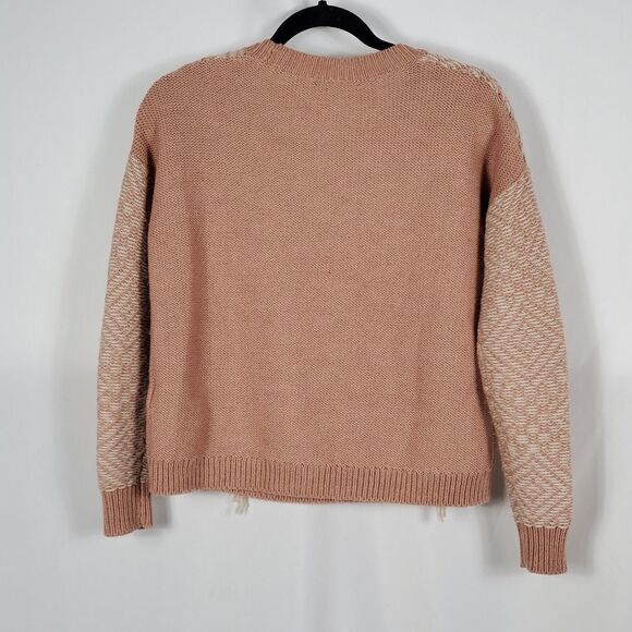 Madewell Reverse-Diamond Fringe Pullover Sweater in Dusty Rose- XXS - Picture 7 of 8